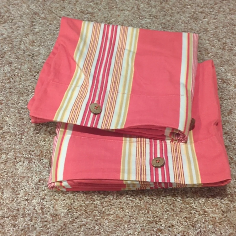 Pottery Barn Vintage Stripe Two Pillow Shams Three Buttons Spring